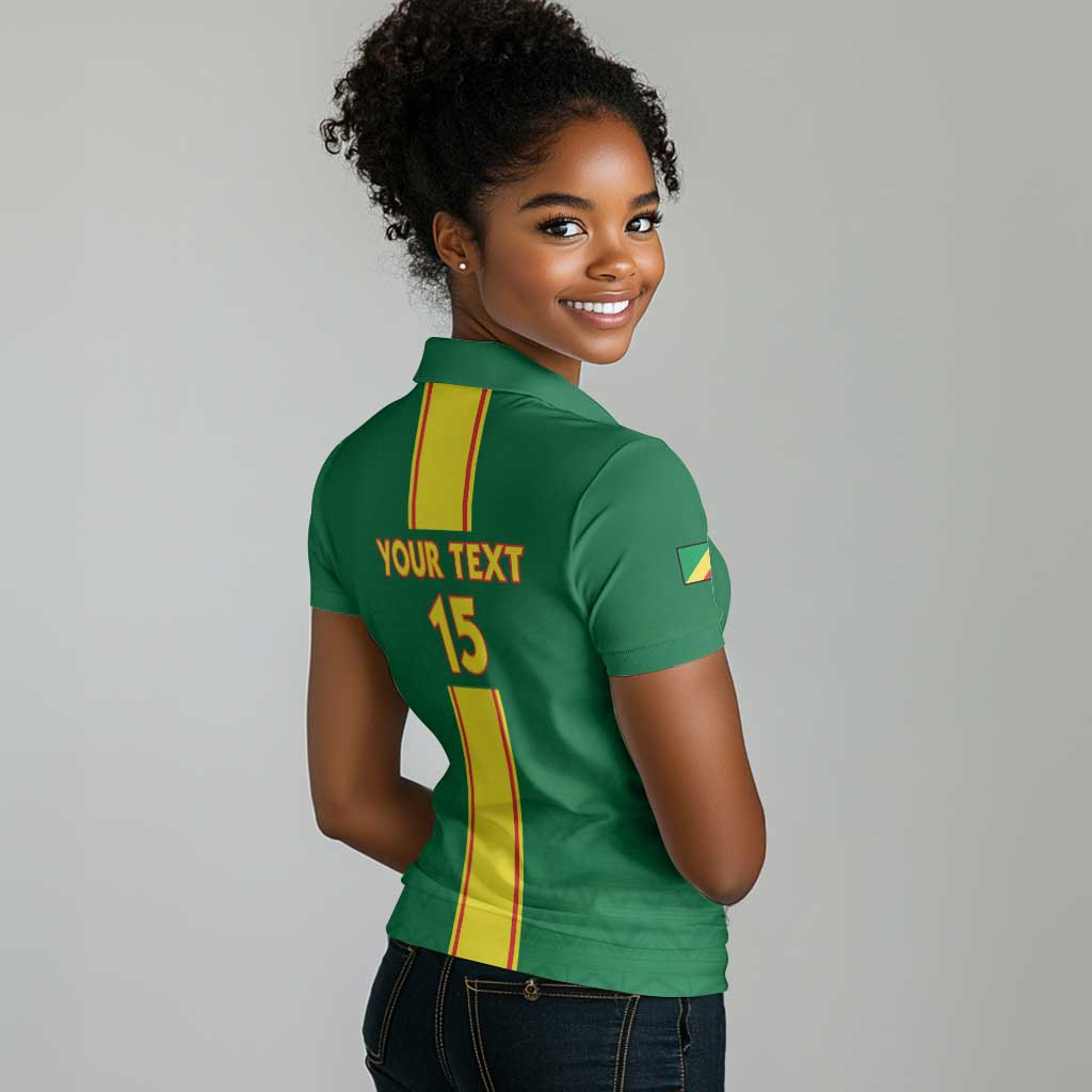 Custom Republique du Congo Football Women Polo Shirt Go Ba Diabulu ya Mbwaki Green Color - African Pride