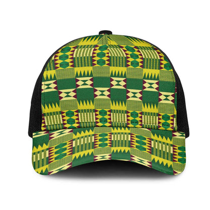 African Sika Fre Mogya Kente Pattern Baseball Net Cap - African Pride