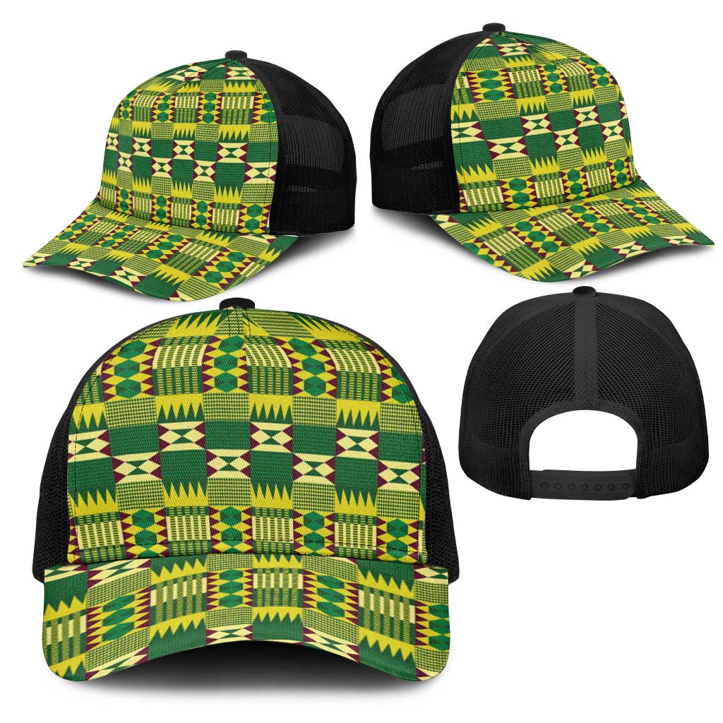 African Sika Fre Mogya Kente Pattern Baseball Net Cap - African Pride