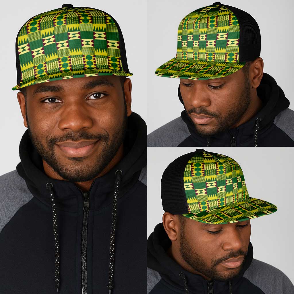African Sika Fre Mogya Kente Pattern Mesh Trucker Cap - African Pride
