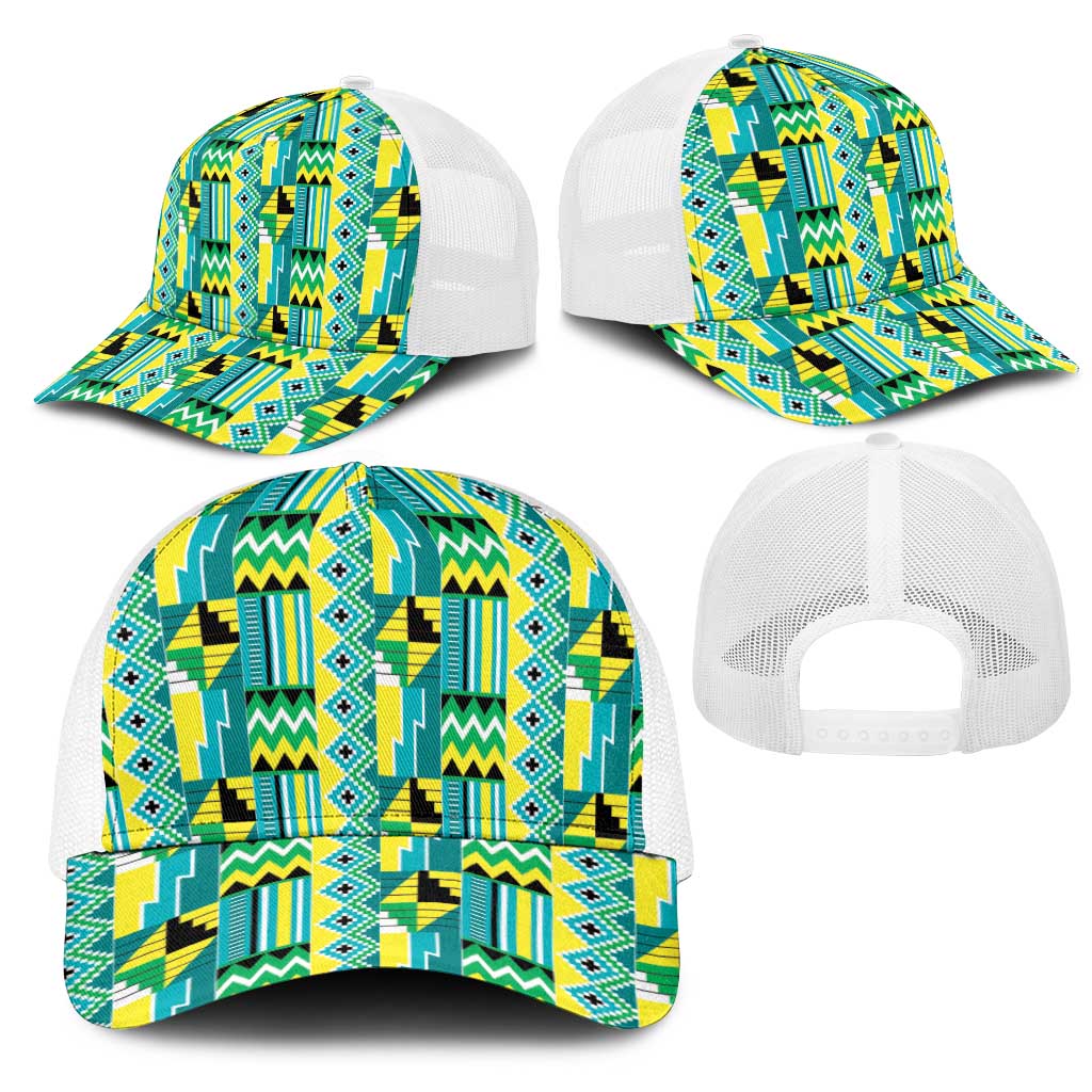 African Nkyinkyin Kente Pattern Mesh Trucker Cap - African Pride