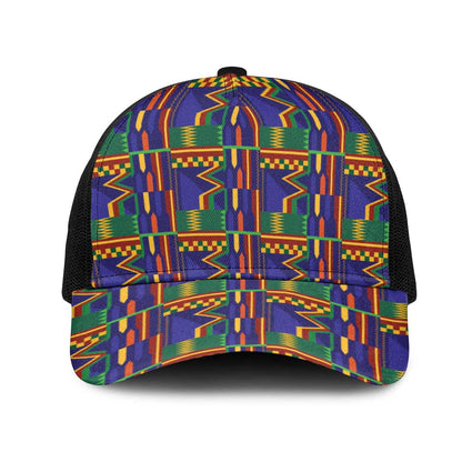 African Fathia Fata Nkrumah Kente Pattern Baseball Net Cap - African Pride