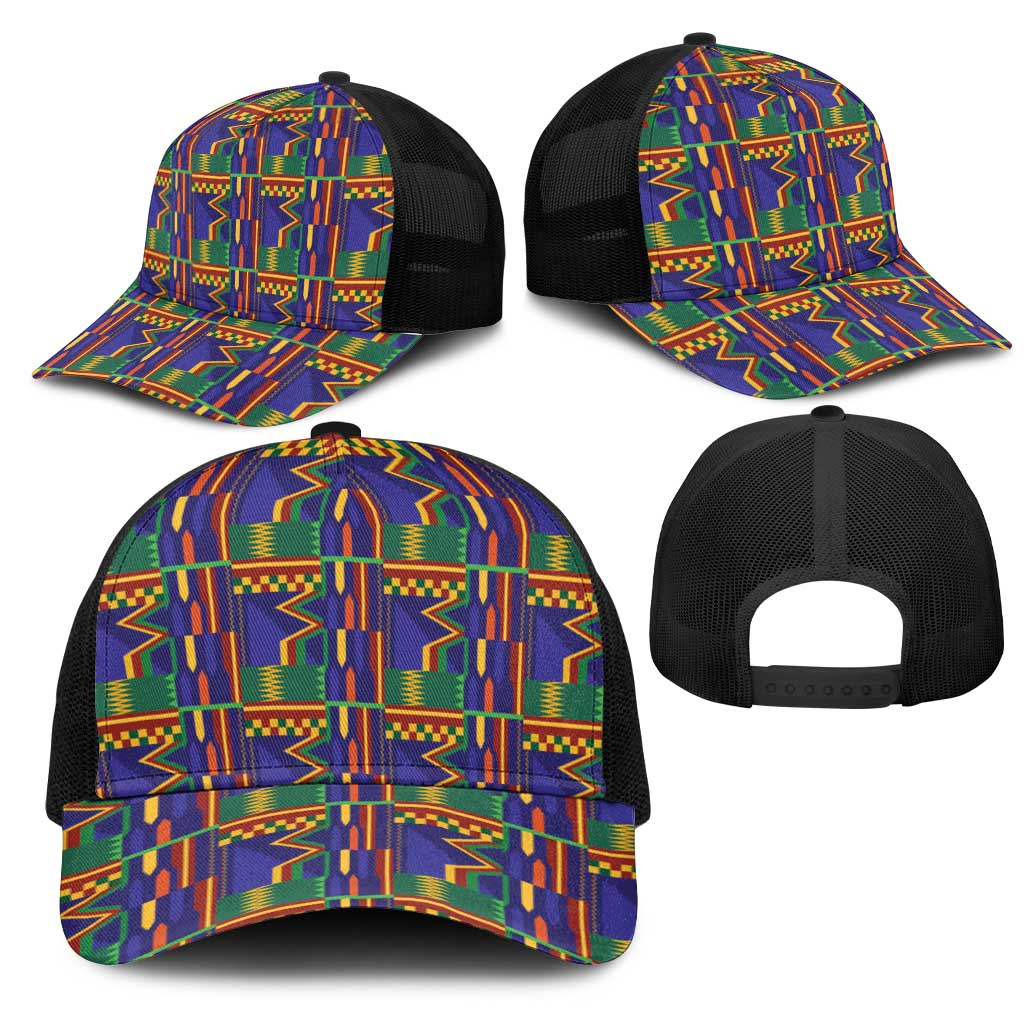 African Fathia Fata Nkrumah Kente Pattern Mesh Trucker Cap - African Pride
