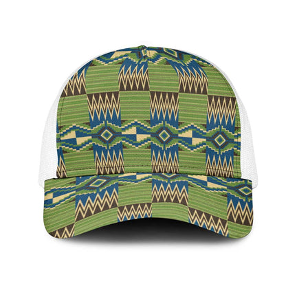 African Obaakofo Mmu Man Kente Pattern Mesh Trucker Cap - African Pride