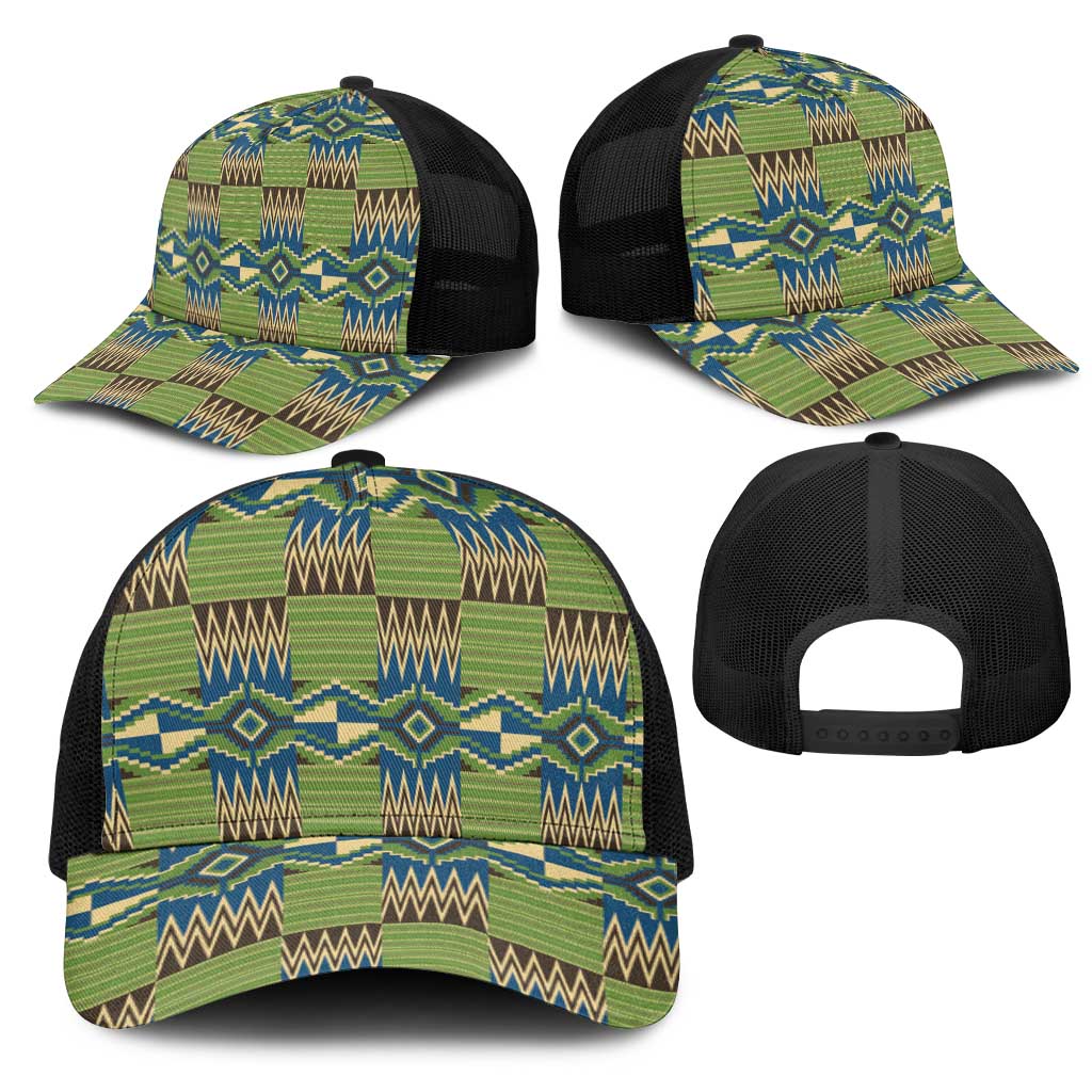 African Obaakofo Mmu Man Kente Pattern Mesh Trucker Cap - African Pride