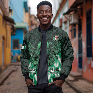 Custom Nigeria Football Bomber Jacket African Pattern