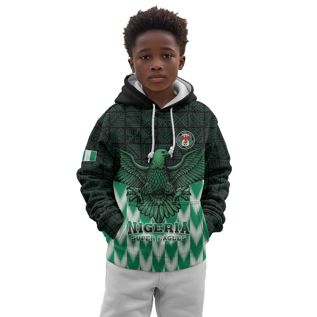 Custom Nigeria Football Kid Hoodie African Pattern