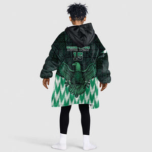 Custom Nigeria Football Kid Wearable Blanket Hoodie African Pattern