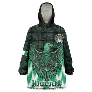 Custom Nigeria Football Kid Wearable Blanket Hoodie African Pattern