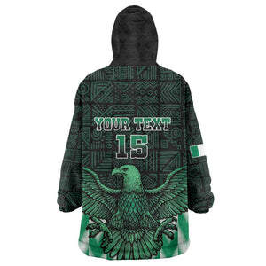 Custom Nigeria Football Kid Wearable Blanket Hoodie African Pattern