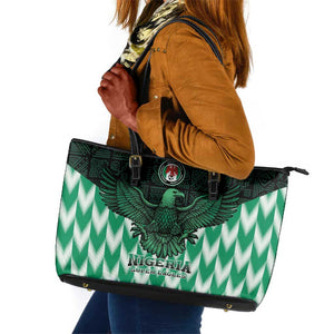 Custom Nigeria Football Leather Tote Bag African Pattern