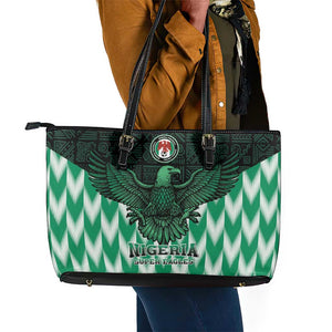 Custom Nigeria Football Leather Tote Bag African Pattern