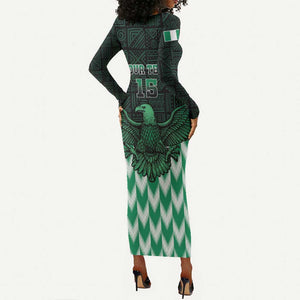 Custom Nigeria Football Long Sleeve Bodycon Dress African Pattern