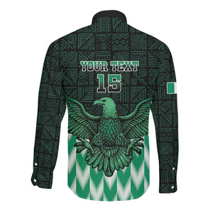 Custom Nigeria Football Long Sleeve Button Shirt African Pattern