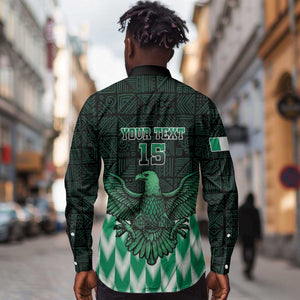 Custom Nigeria Football Long Sleeve Button Shirt African Pattern