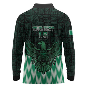 Custom Nigeria Football Long Sleeve Polo Shirt African Pattern