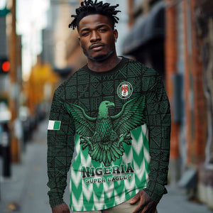 Custom Nigeria Football Long Sleeve Shirt African Pattern