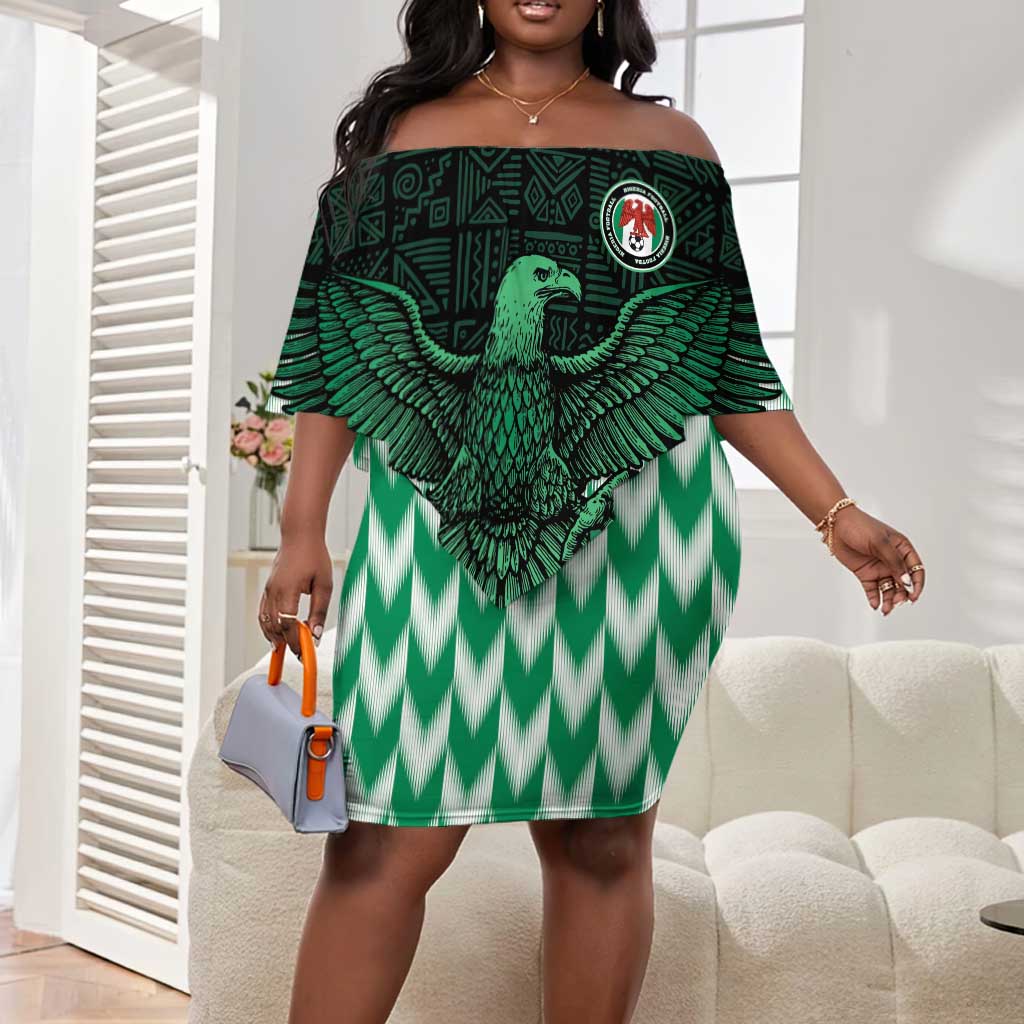 Custom Nigeria Football Off Shoulder Short Dress African Pattern