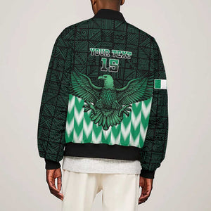 Custom Nigeria Football Sleeve Zip Bomber Jacket African Pattern