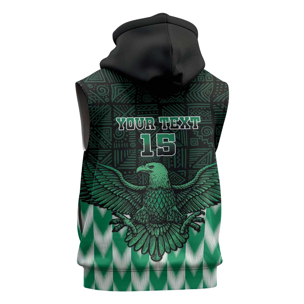 Custom Nigeria Football Sleeveless Hoodie African Pattern - African Pride