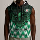 Custom Nigeria Football Sleeveless Zip Hoodie African Pattern - African Pride