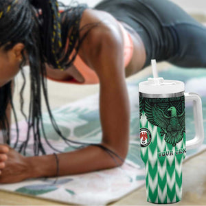 Custom Nigeria Football Tumbler With Handle African Pattern