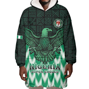 Custom Nigeria Football Wearable Blanket Hoodie African Pattern