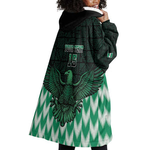 Custom Nigeria Football Wearable Blanket Hoodie African Pattern