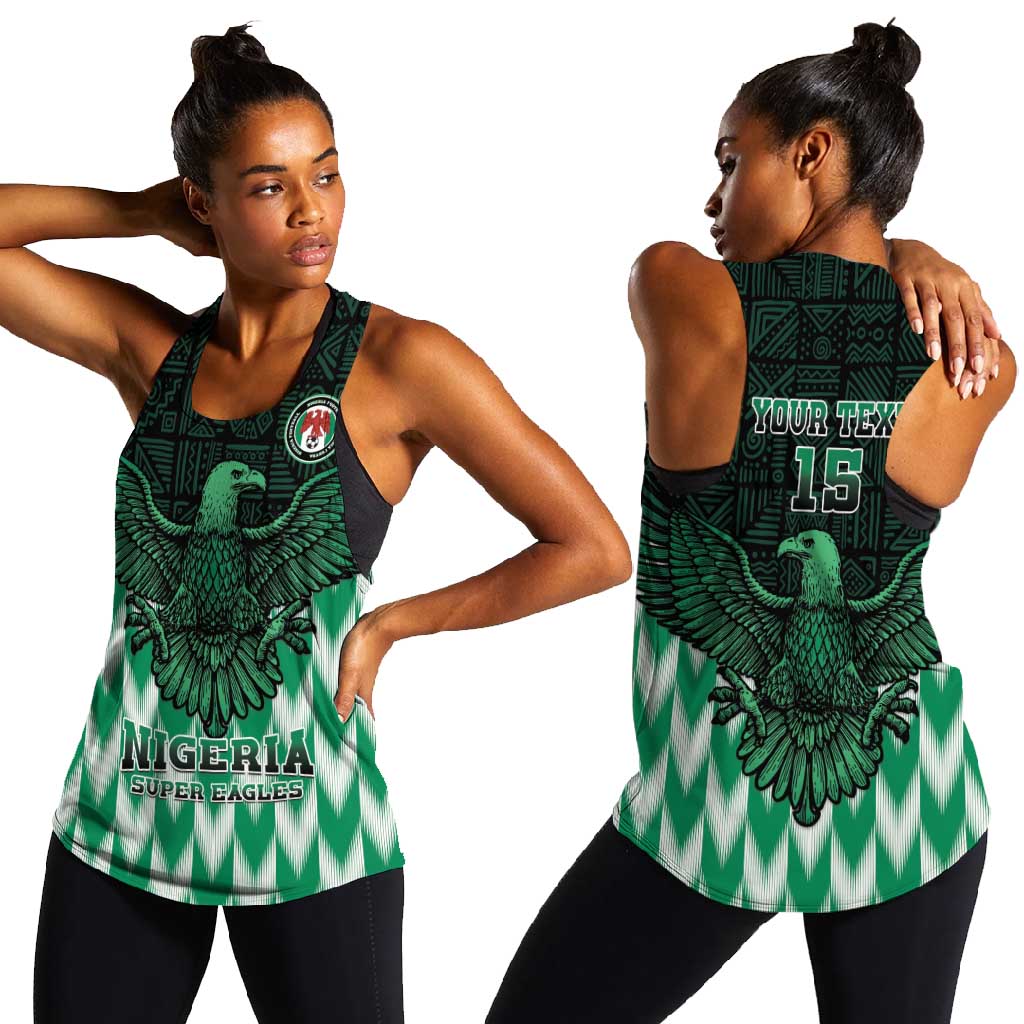 Custom Nigeria Football Women Racerback Tank African Pattern