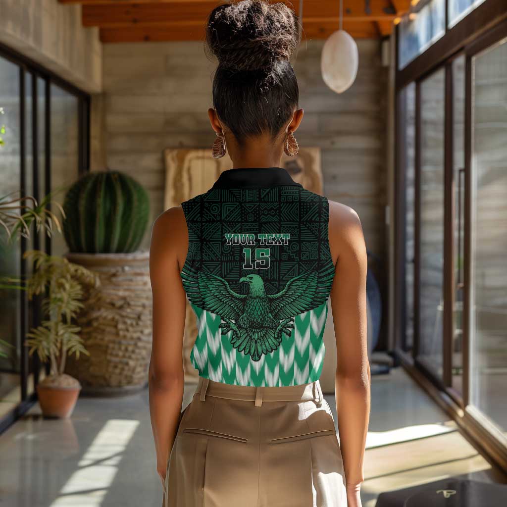 Custom Nigeria Football Women Sleeveless Polo Shirt African Pattern