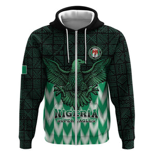 Custom Nigeria Football Zip Hoodie African Pattern