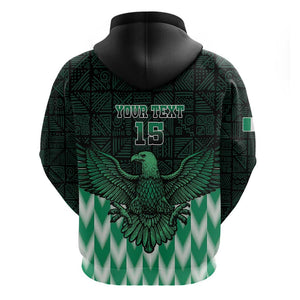 Custom Nigeria Football Zip Hoodie African Pattern