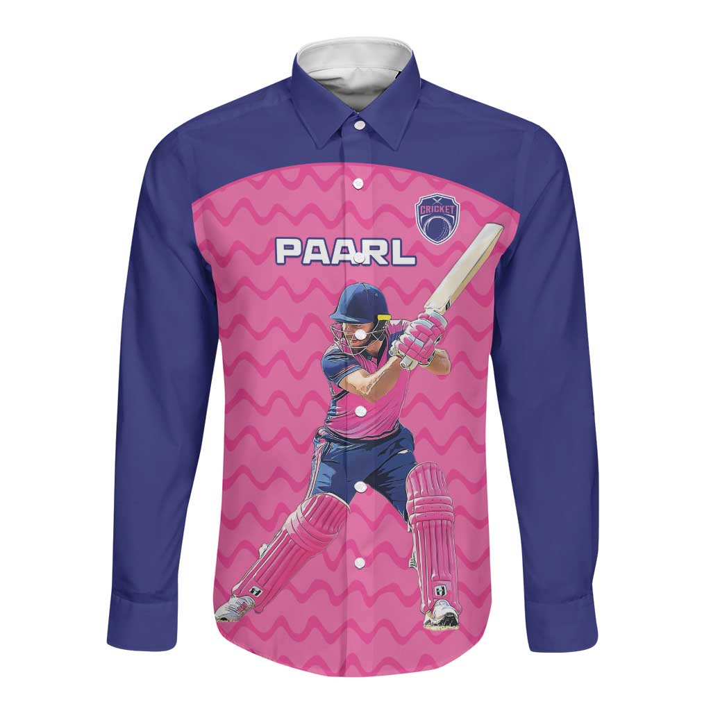 Custom Afro South Africa Cricket Long Sleeve Button Shirt Go Paarl