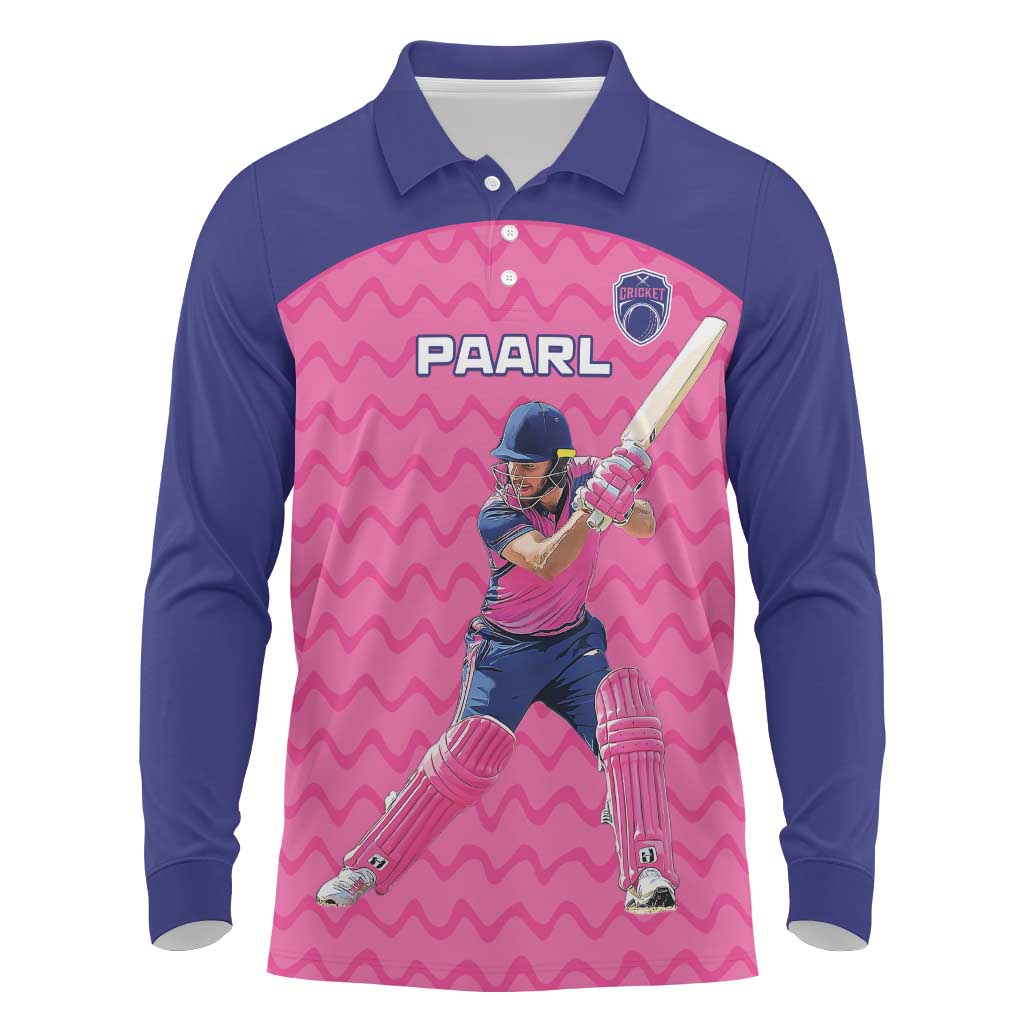 Custom Afro South Africa Cricket Long Sleeve Polo Shirt Go Paarl