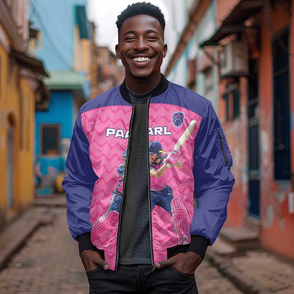 Custom Afro South Africa Cricket Sleeve Zip Bomber Jacket Go Paarl