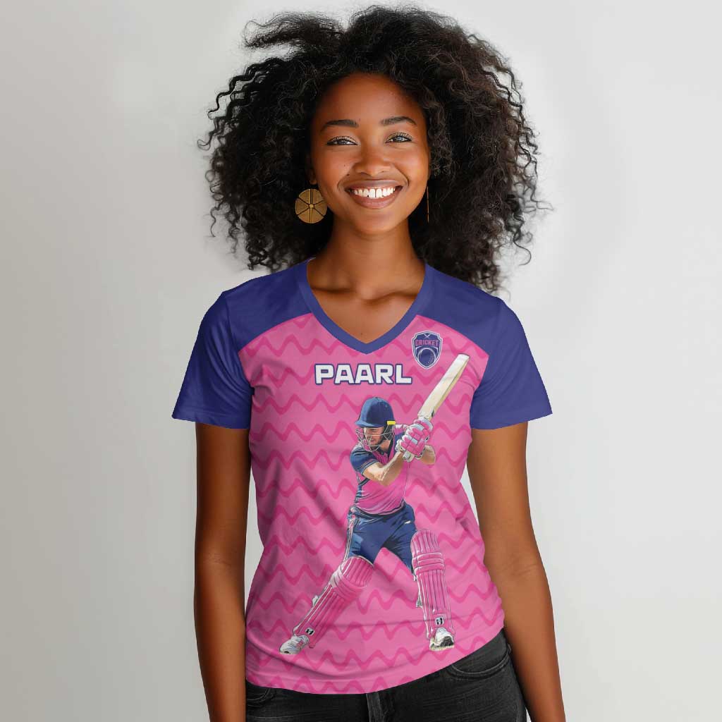 Custom Afro South Africa Cricket Women V-Neck T-Shirt Go Paarl