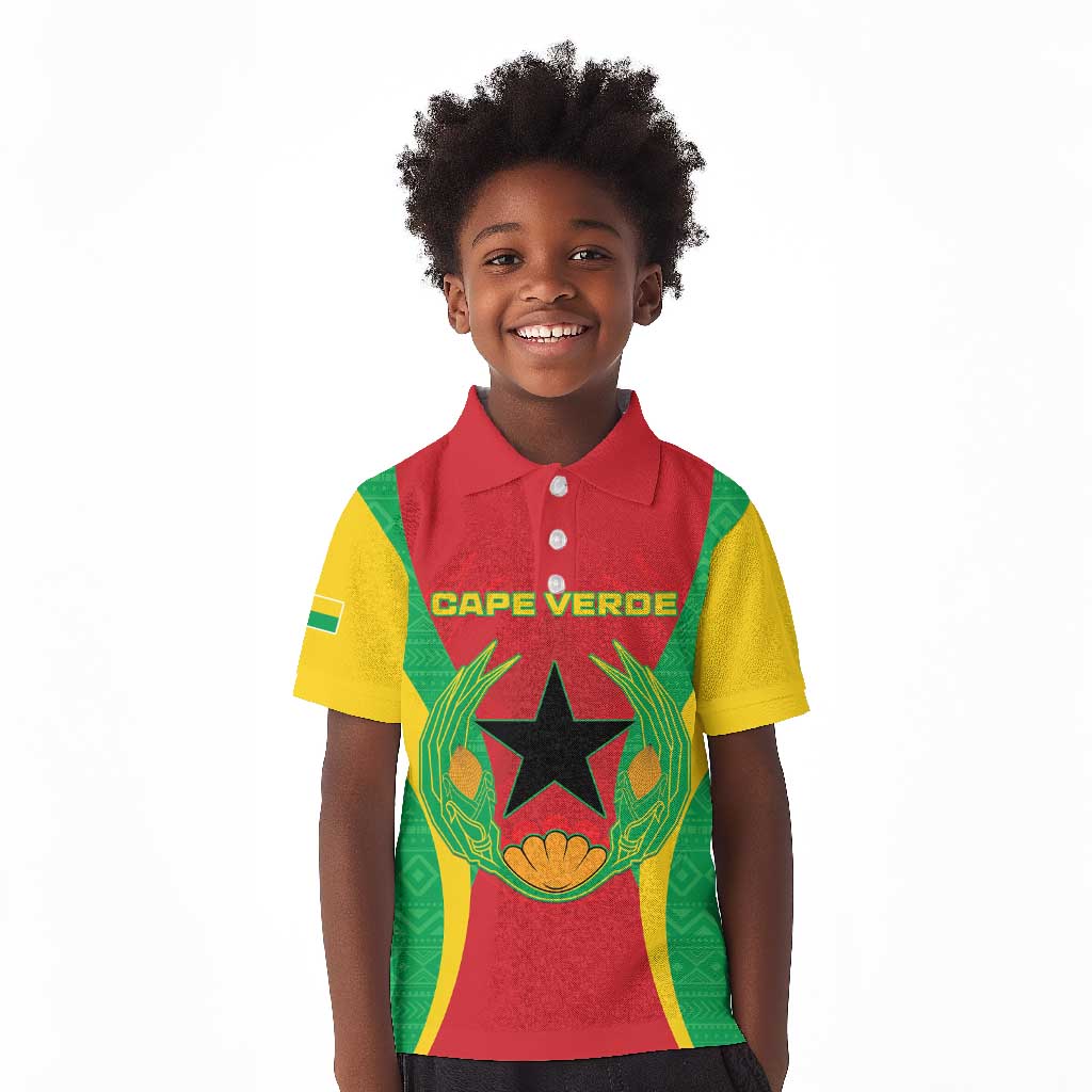 Personalised Afro Cape Verde (1975-1992) Kid Polo Shirt Mix African Pattern