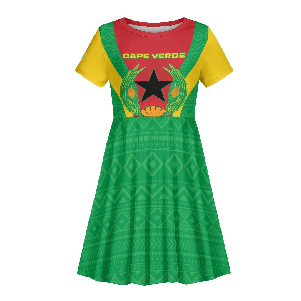 Personalised Afro Cape Verde (1975-1992) Kid Short Sleeve Dress Mix African Pattern