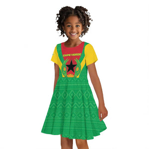 Personalised Afro Cape Verde (1975-1992) Kid Short Sleeve Dress Mix African Pattern