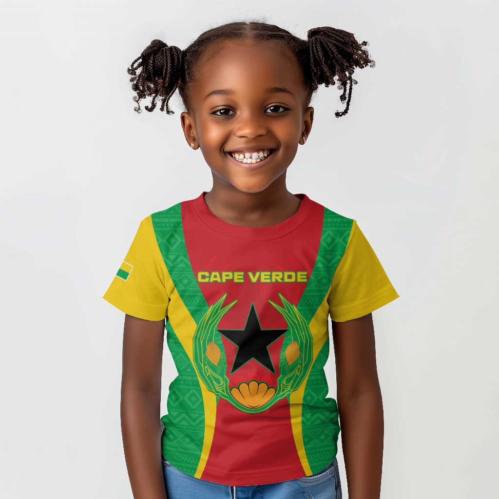 Personalised Afro Cape Verde (1975-1992) Kid T shirt Mix African Pattern