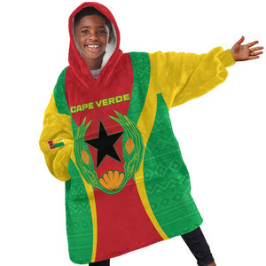 Personalised Afro Cape Verde (1975-1992) Kid Wearable Blanket Hoodie Mix African Pattern