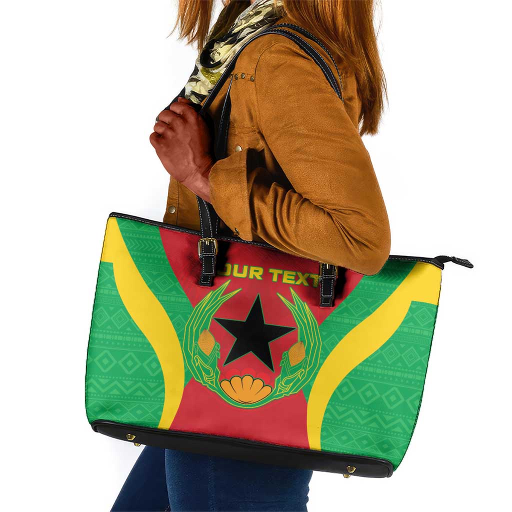 Personalised Afro Cape Verde (1975-1992) Leather Tote Bag Mix African Pattern