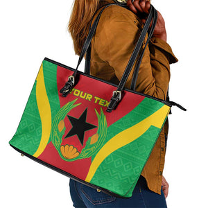 Personalised Afro Cape Verde (1975-1992) Leather Tote Bag Mix African Pattern