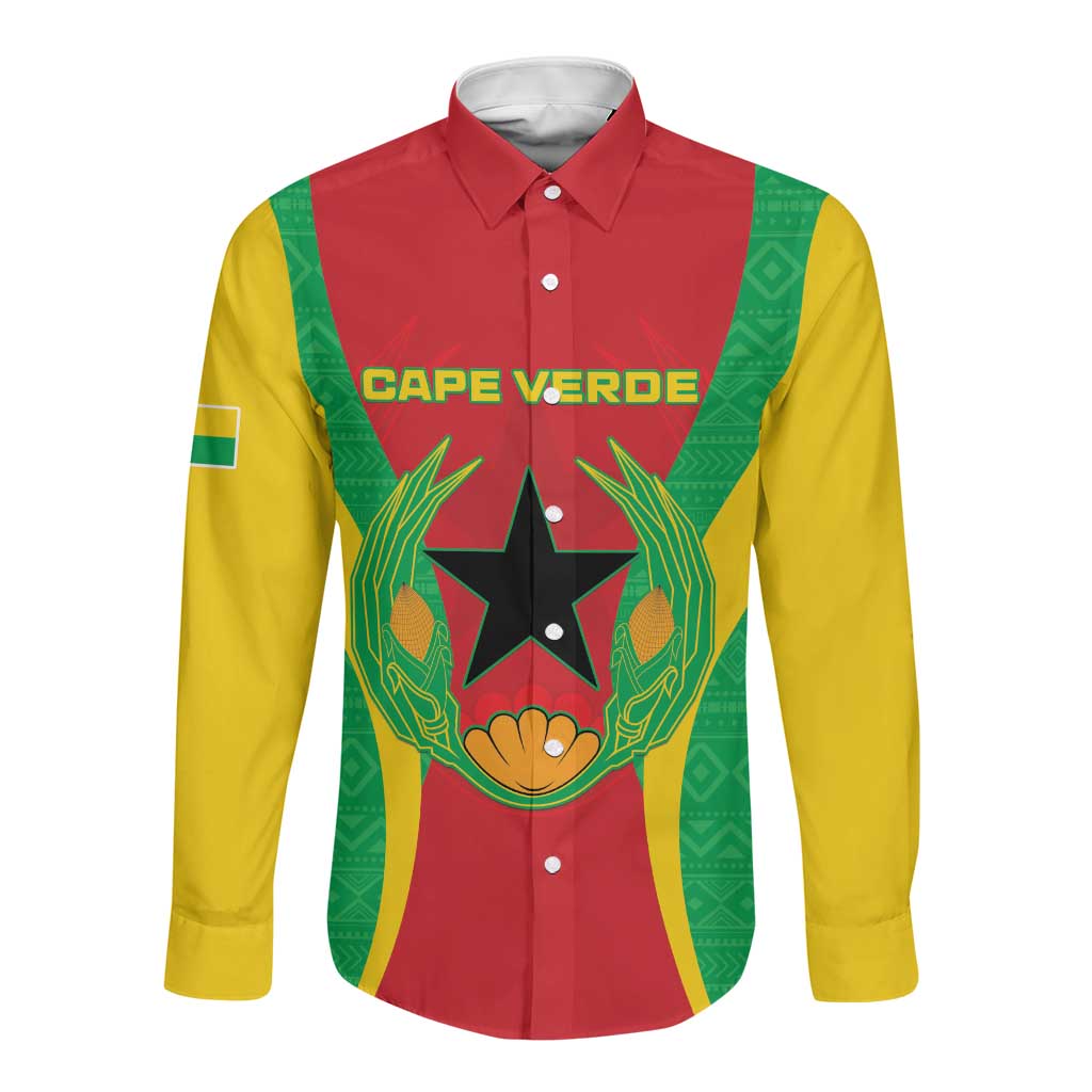 Personalised Afro Cape Verde (1975-1992) Long Sleeve Button Shirt Mix African Pattern