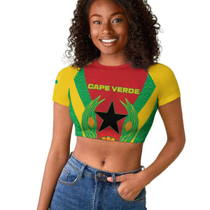 Personalised Afro Cape Verde (1975-1992) Raglan Cropped T shirt Mix African Pattern