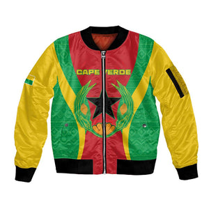 Personalised Afro Cape Verde (1975-1992) Sleeve Zip Bomber Jacket Mix African Pattern