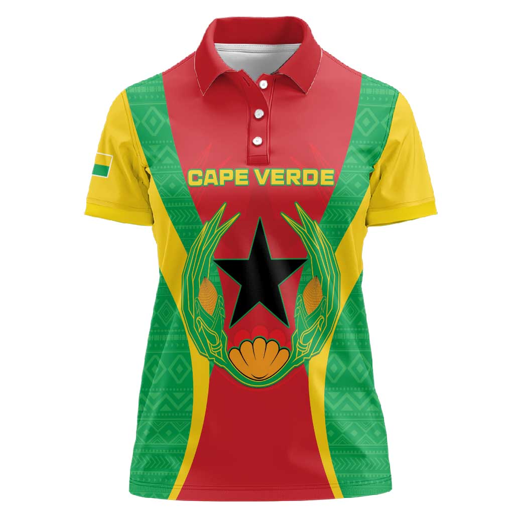 Personalised Afro Cape Verde (1975-1992) Women Polo Shirt Mix African Pattern