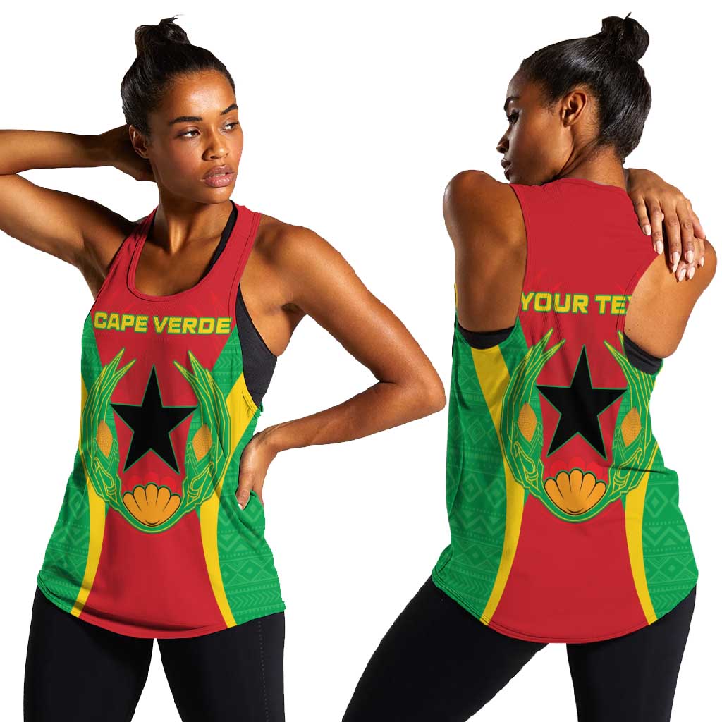 Personalised Afro Cape Verde (1975-1992) Women Racerback Tank Mix African Pattern