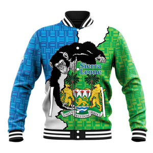 Personalised Afro Sierra Leone Baseball Jacket Chimpanzee Mix African Pattern