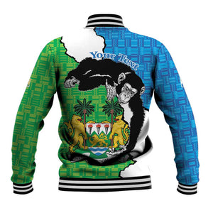 Personalised Afro Sierra Leone Baseball Jacket Chimpanzee Mix African Pattern